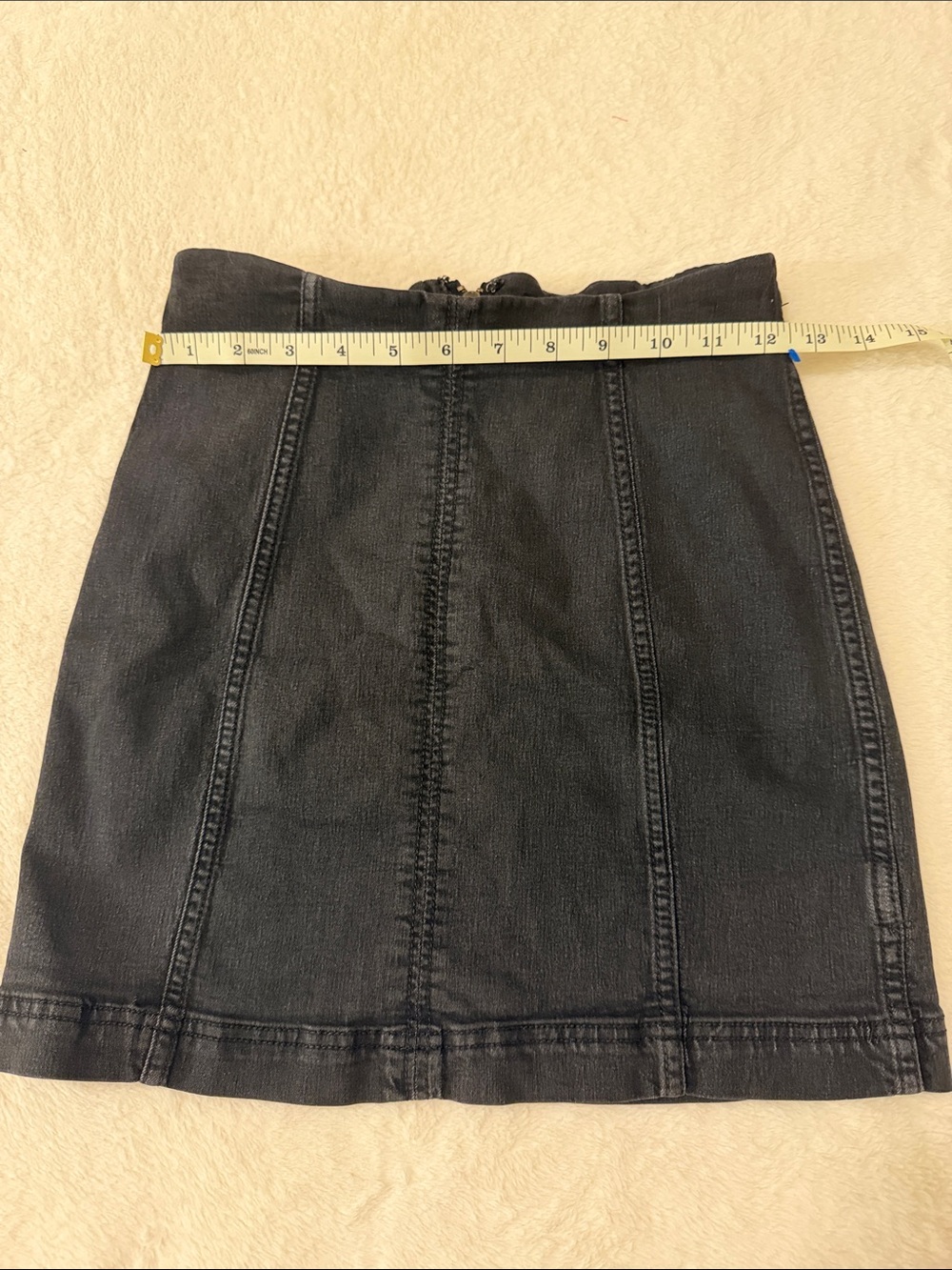 Free People Black Denim Mini Skirt with Vertical Seams - Picture 2 of 5